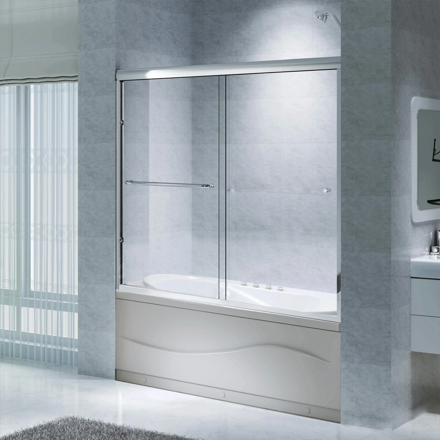 Bathtub Door Semi-frameless Bypass Sliding