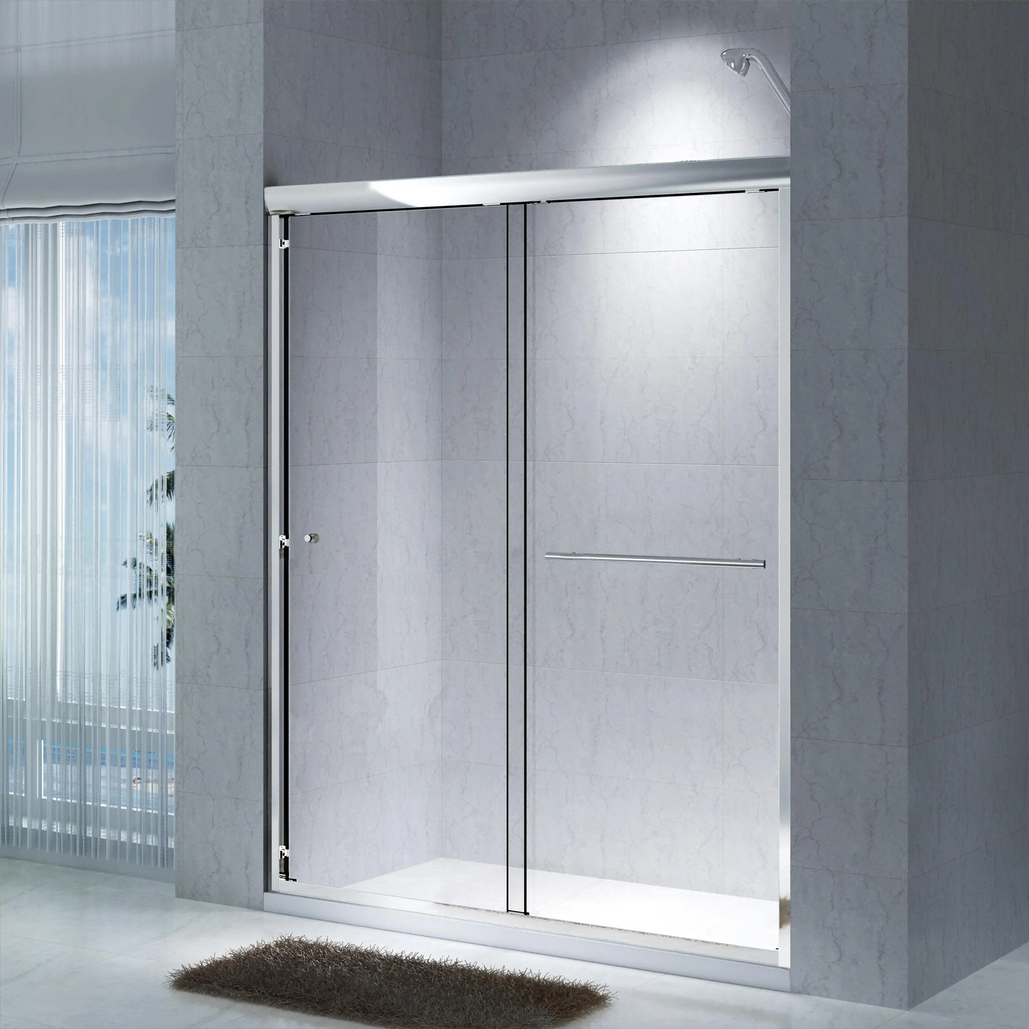 Semi-frameless Bypass Sliding Shower Doors