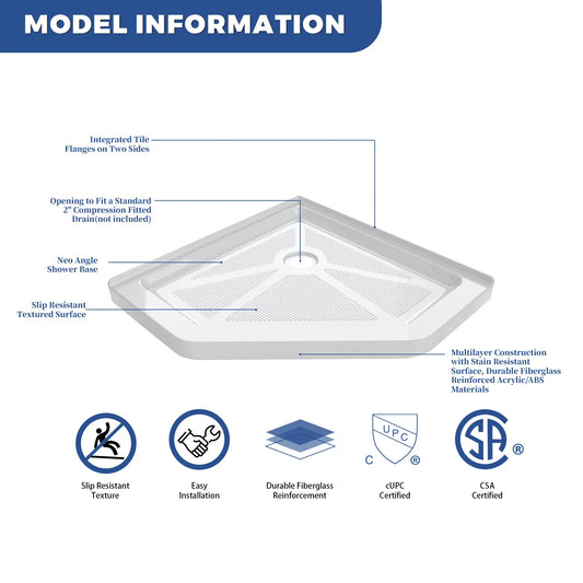 Neo-Angle Acrylic Shower Bases