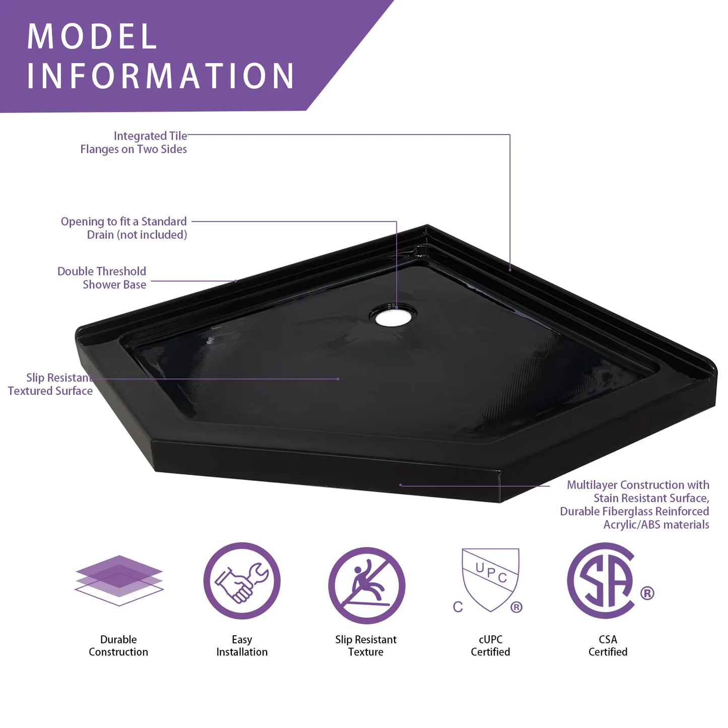 Neo-Angle Acrylic Shower Bases