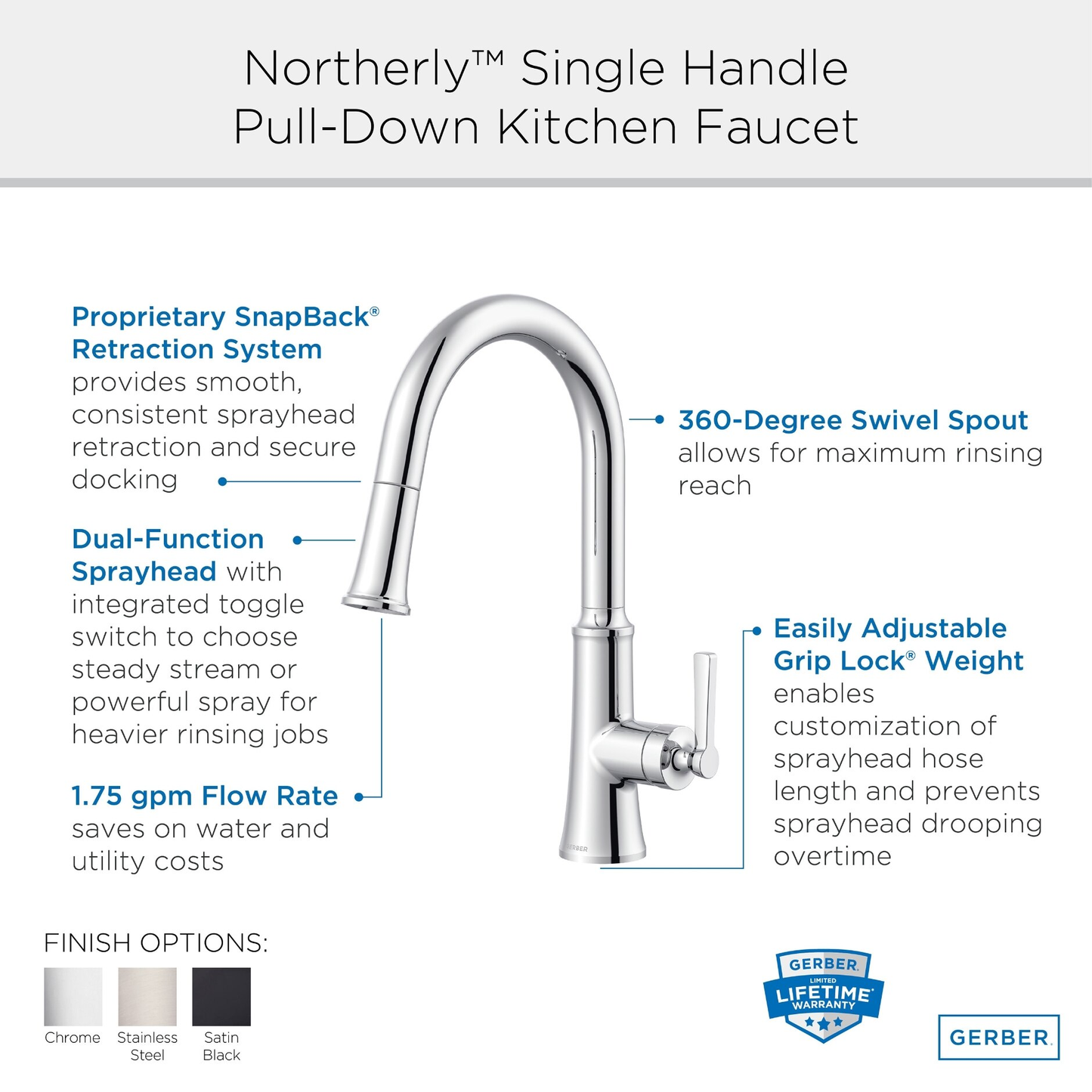 Northerly™ Single Handle Pull-Down Kitchen Faucet