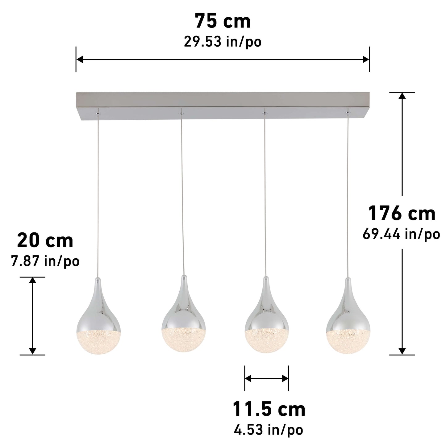 Glitzer 4-light LED pendant