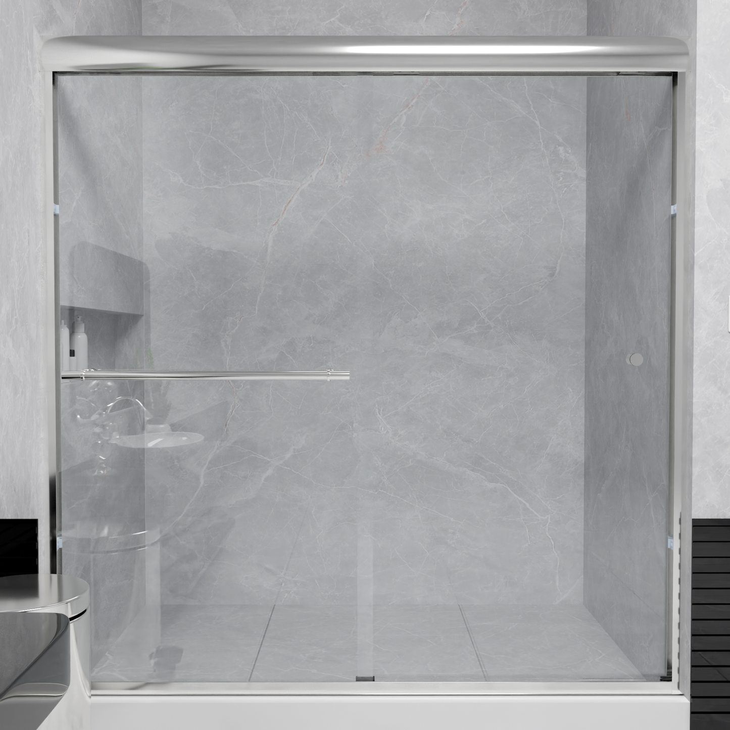 Semi-frameless Bypass Sliding Shower Doors