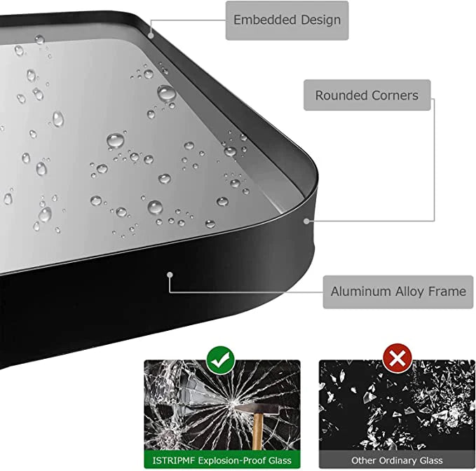 W36 x H60" Square LED Black Wall Mirror for Bathroom for over sink,Silver B15090