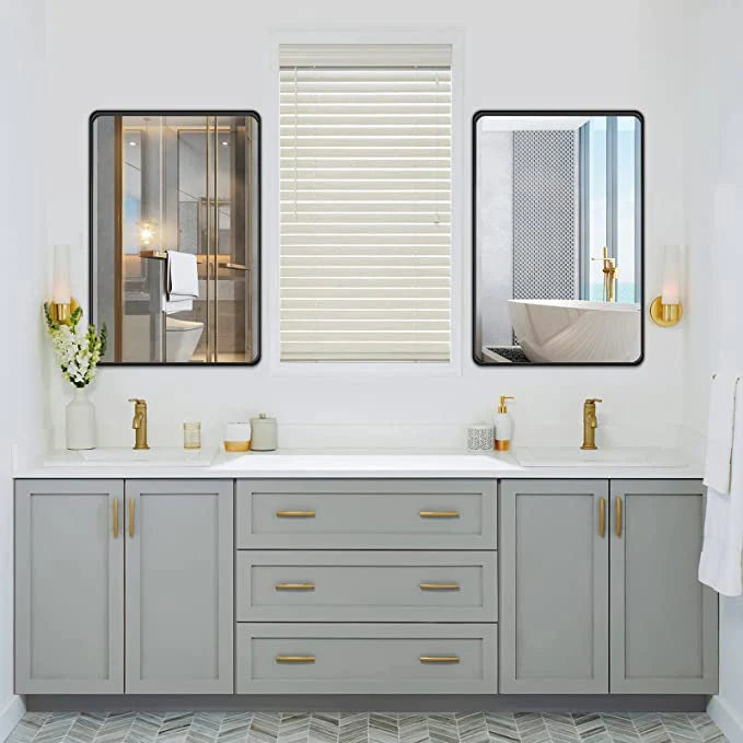 W36 x H60" Square LED Black Wall Mirror for Bathroom for over sink,Silver B15090