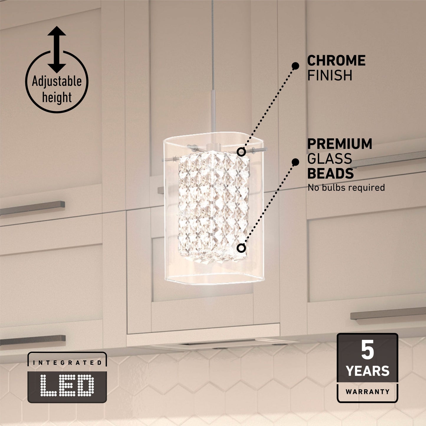 Crystal Cube 1-light LED pendant light