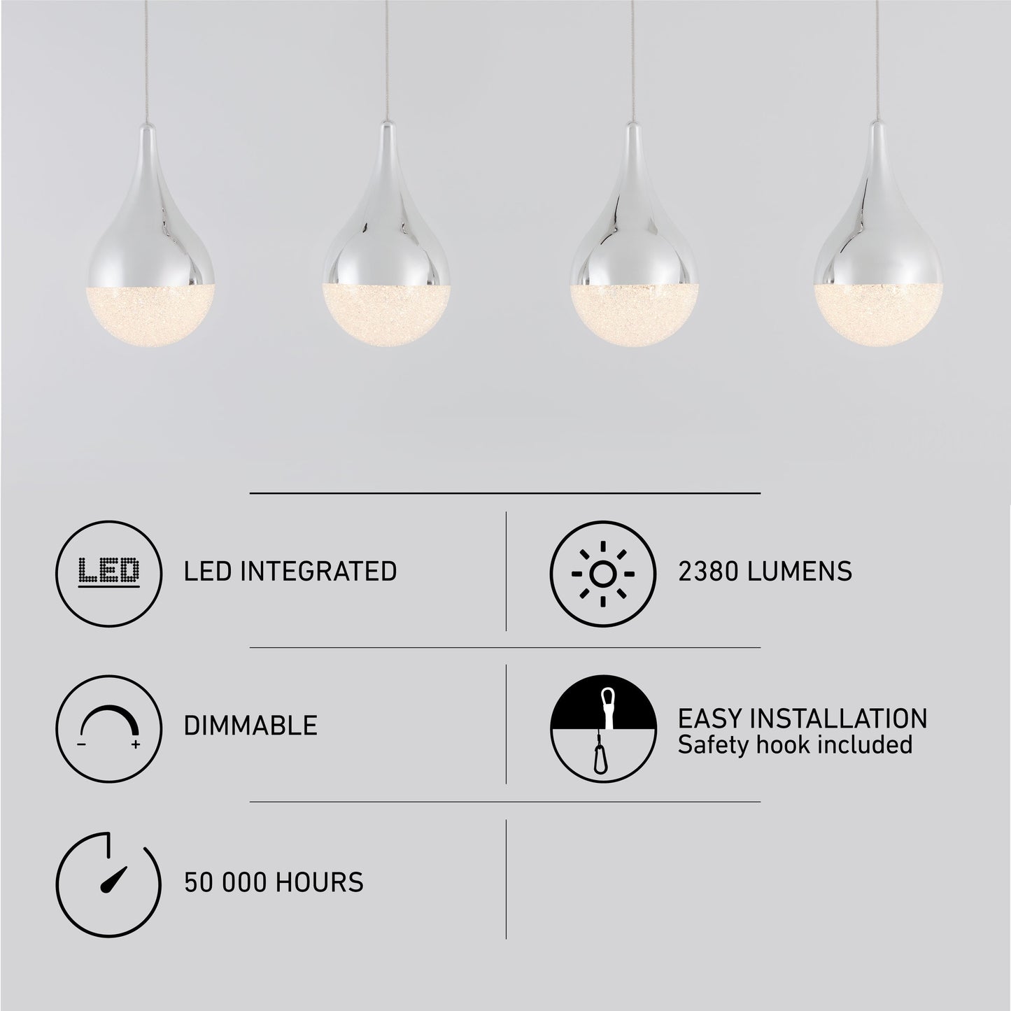 Glitzer 4-light LED pendant