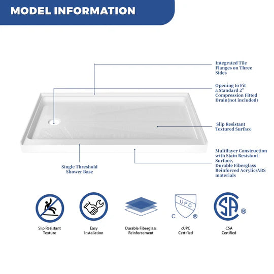 Rectangular Acrylic Shower Bases