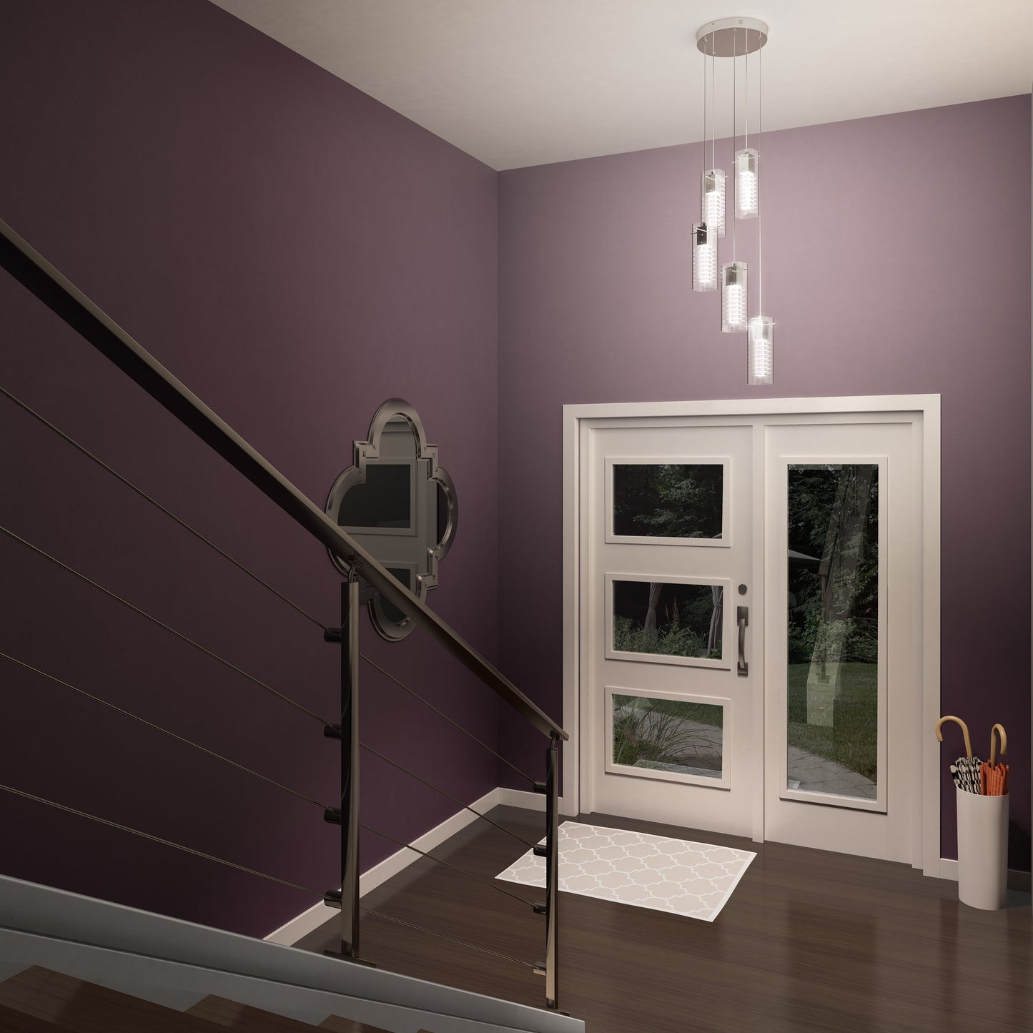 Hologram 5-light LED pendant