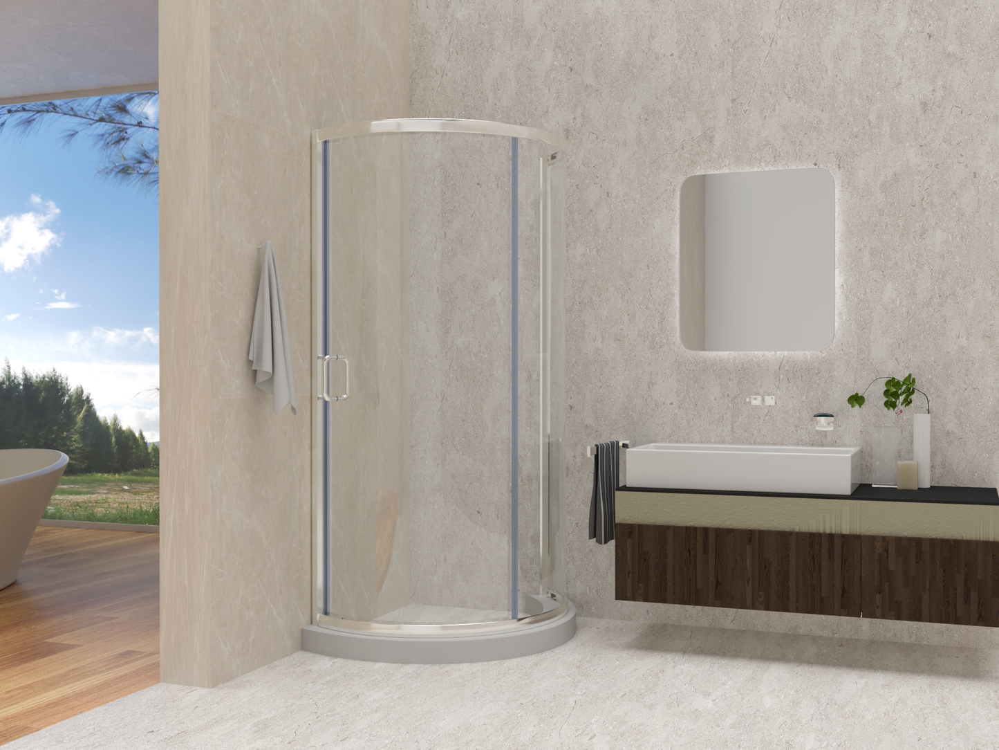 Semi-frameless Round Corner Sliding Shower Enclosures