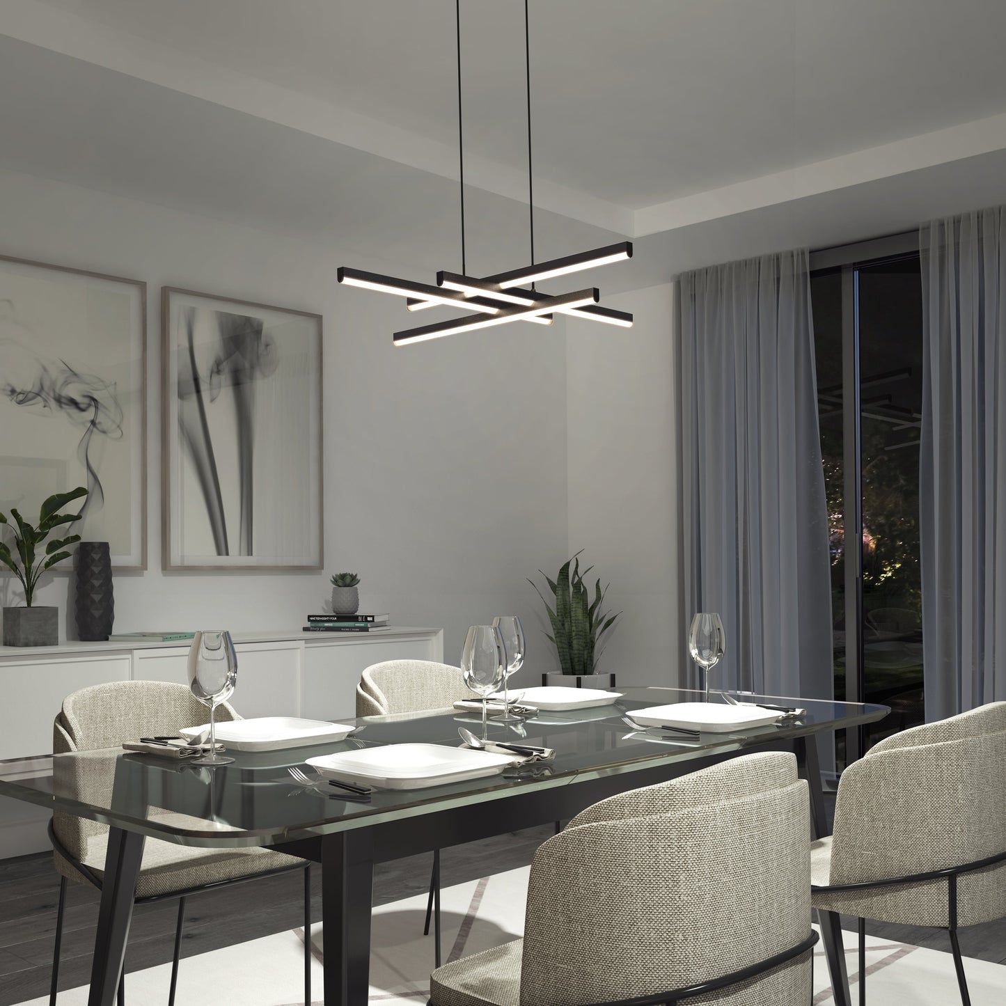 Grid LED pendant light