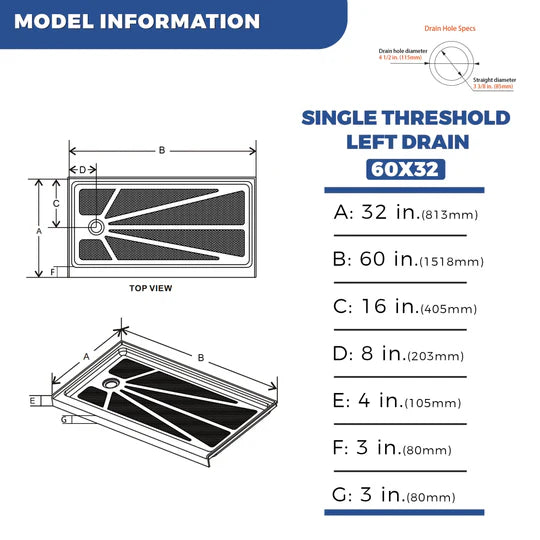 Rectangular Acrylic Shower Bases