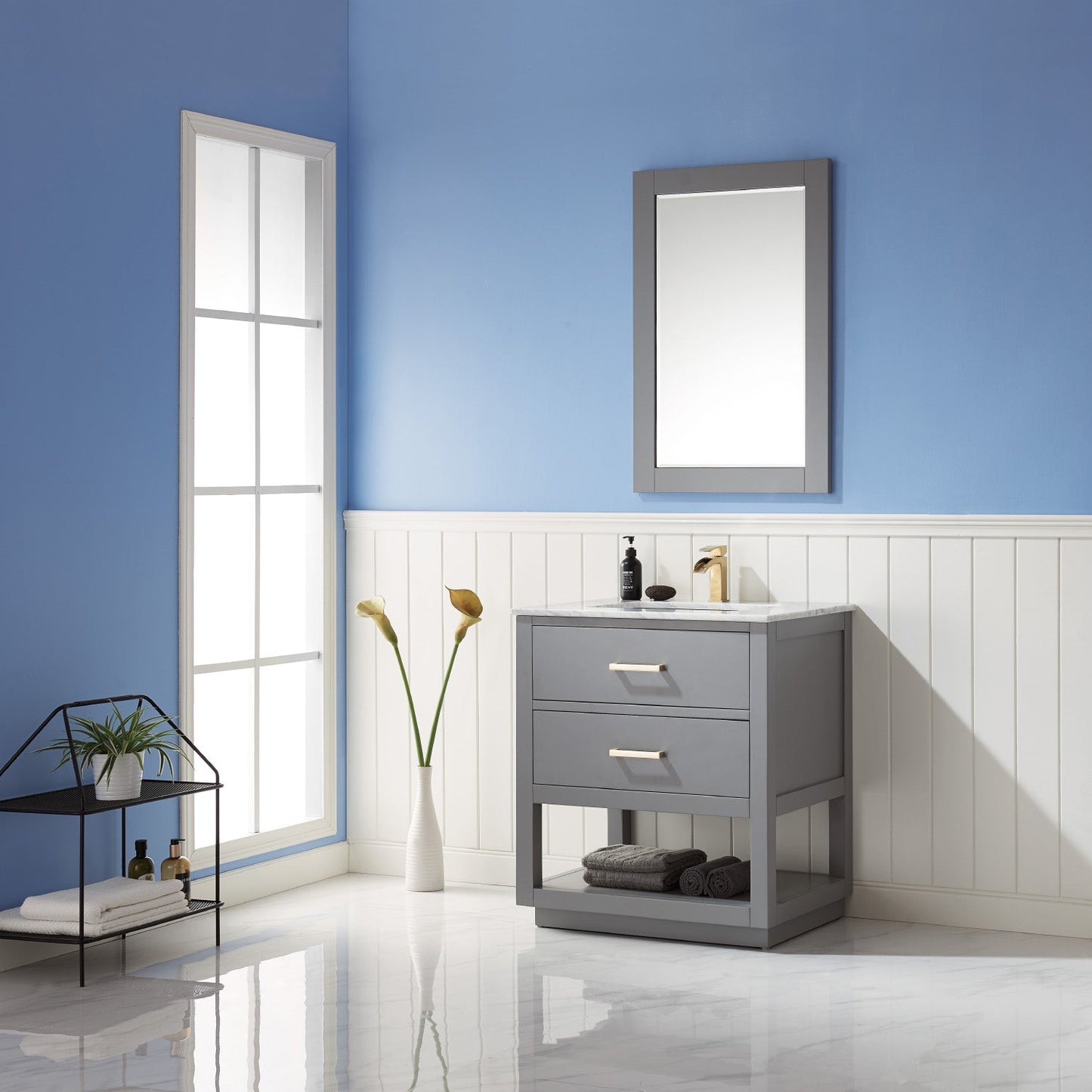 Remi 30" Single Bathroom Vanity Set with Marble Countertop