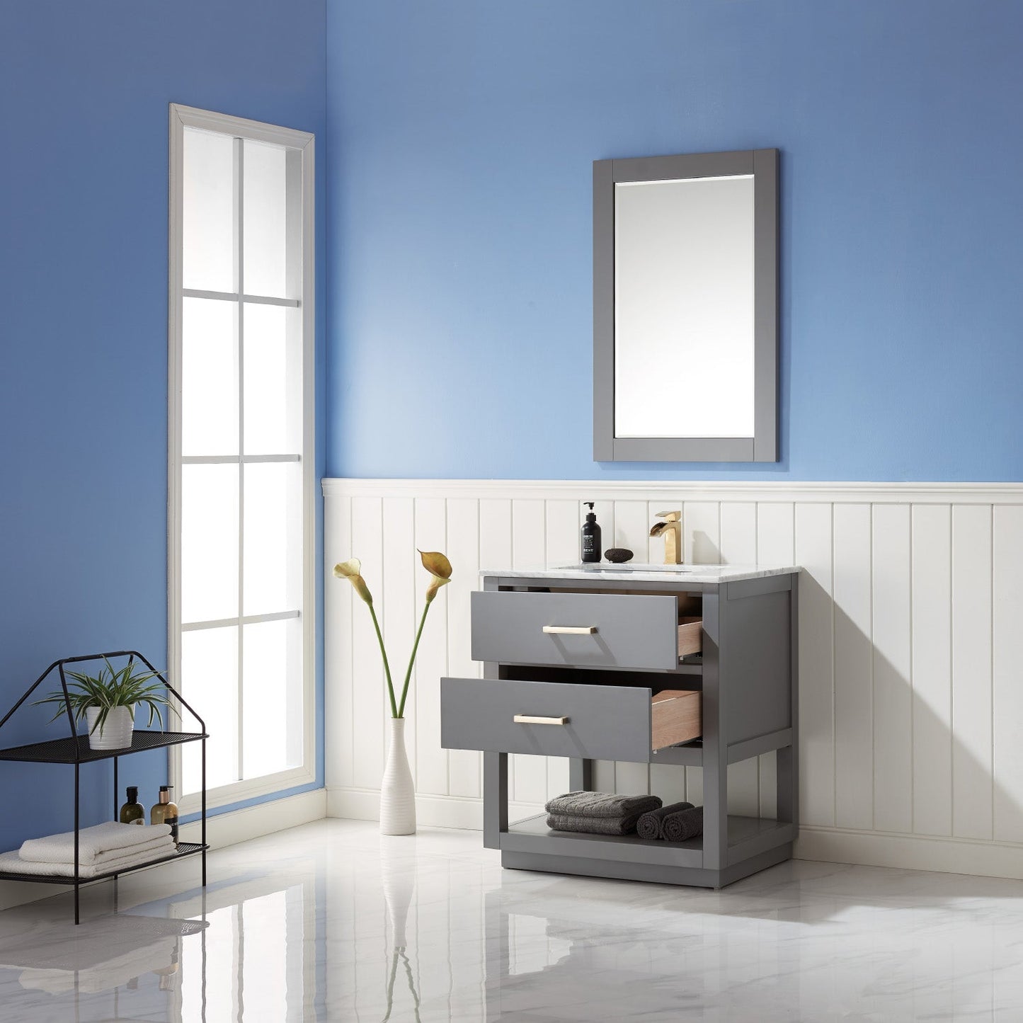 Remi 30" Single Bathroom Vanity Set with Marble Countertop