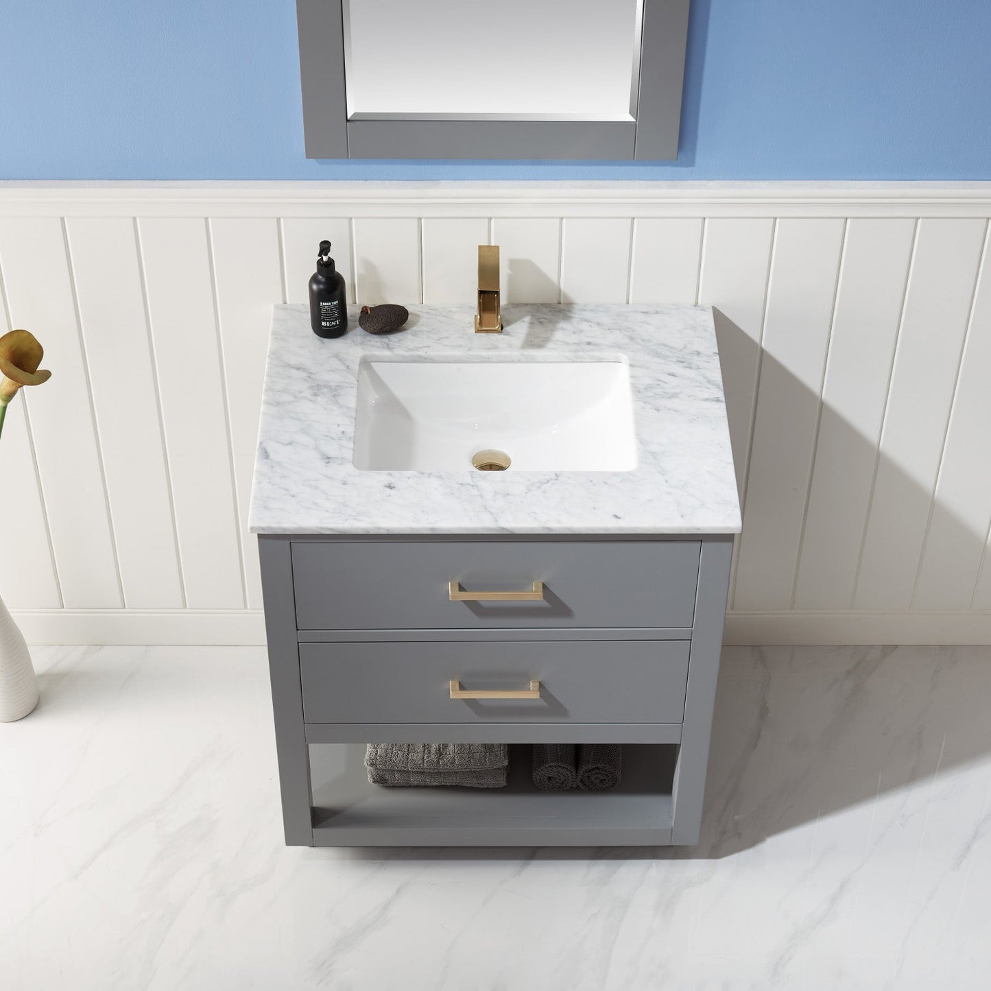 Remi 30" Single Bathroom Vanity Set with Marble Countertop