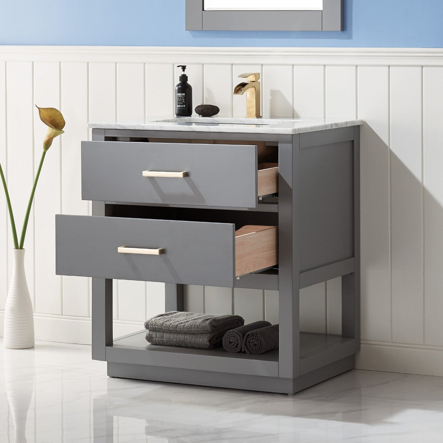 Remi 30" Single Bathroom Vanity Set with Marble Countertop