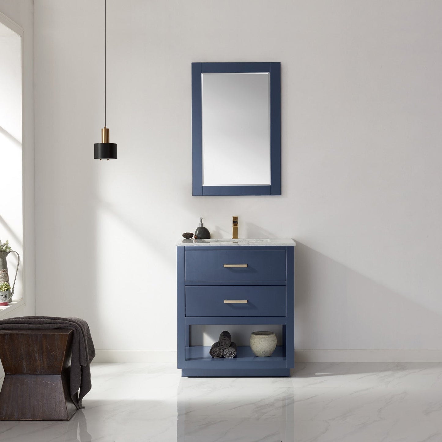 Remi 30" Single Bathroom Vanity Set with Marble Countertop