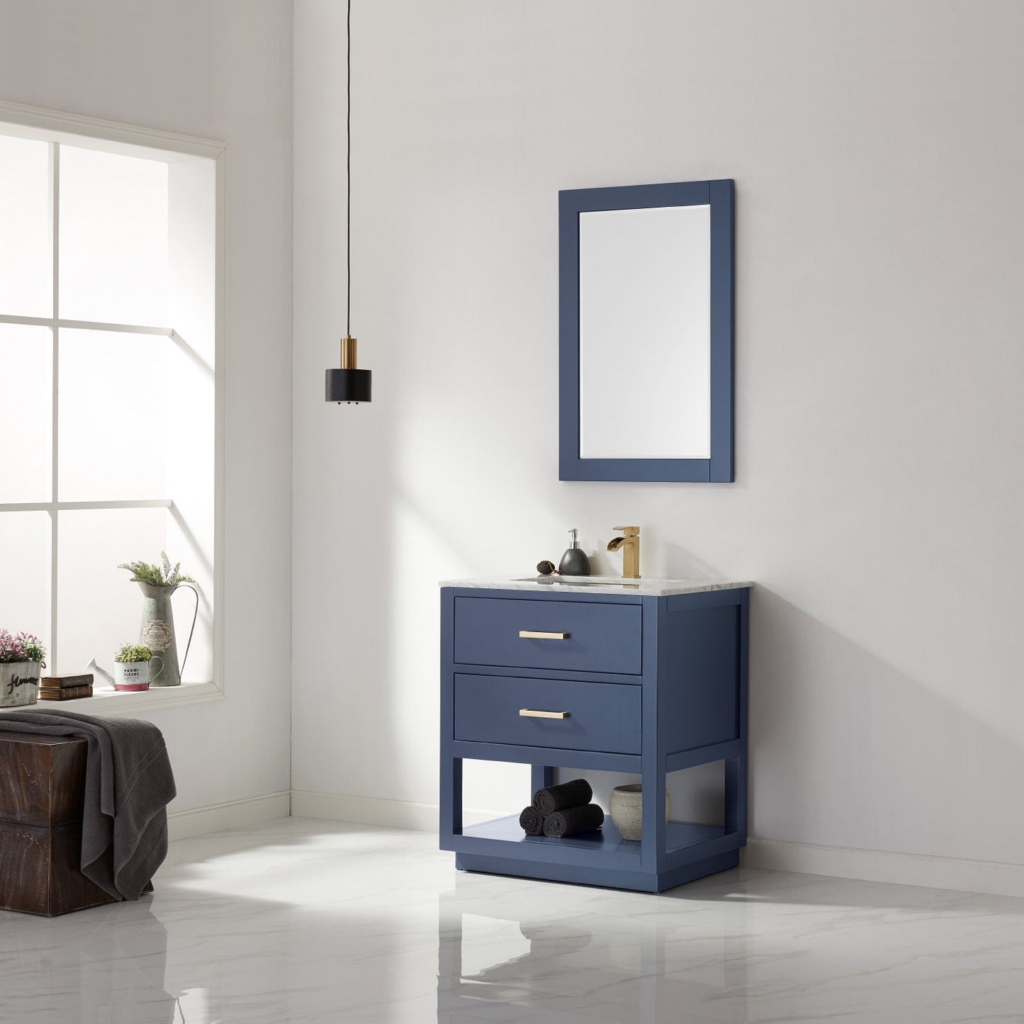 Remi 30" Single Bathroom Vanity Set with Marble Countertop