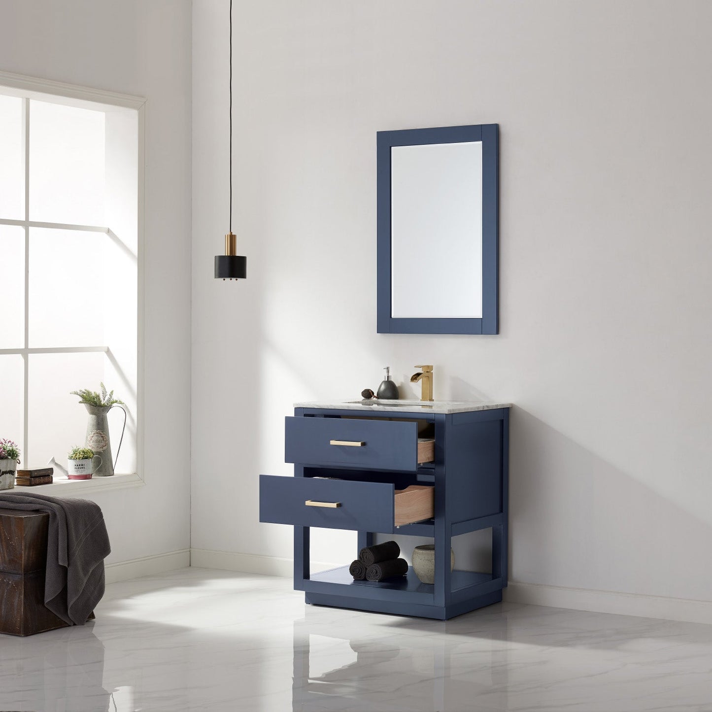 Remi 30" Single Bathroom Vanity Set with Marble Countertop