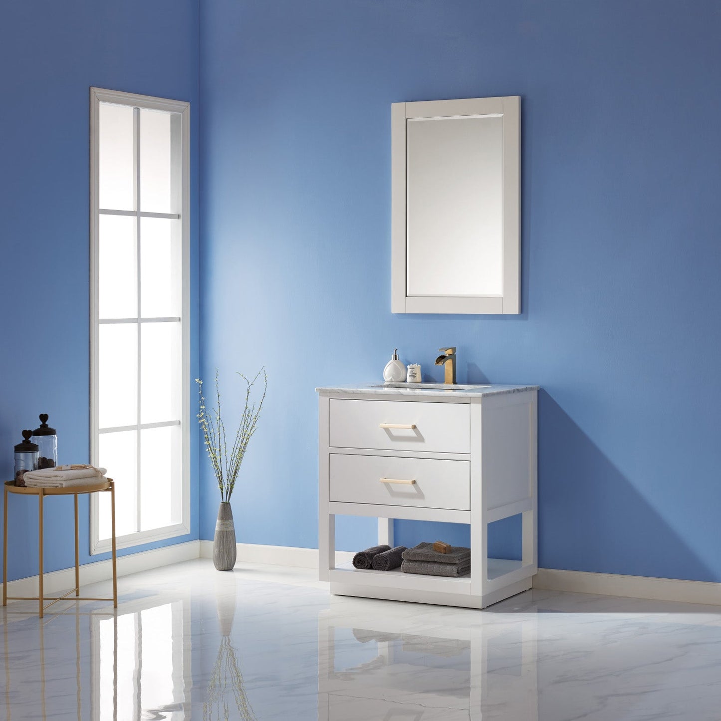 Remi 30" Single Bathroom Vanity Set with Marble Countertop