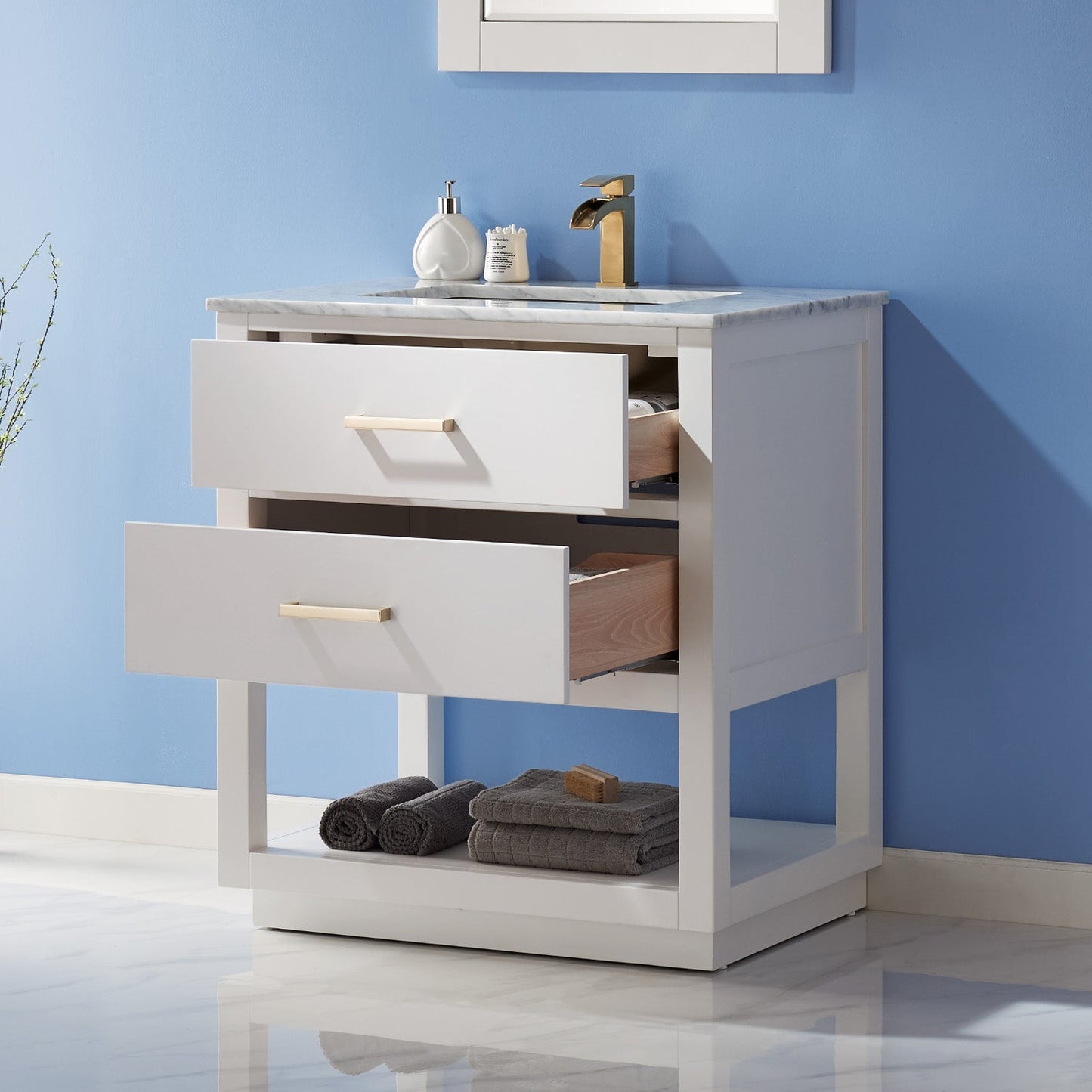 Remi 30" Single Bathroom Vanity Set with Marble Countertop