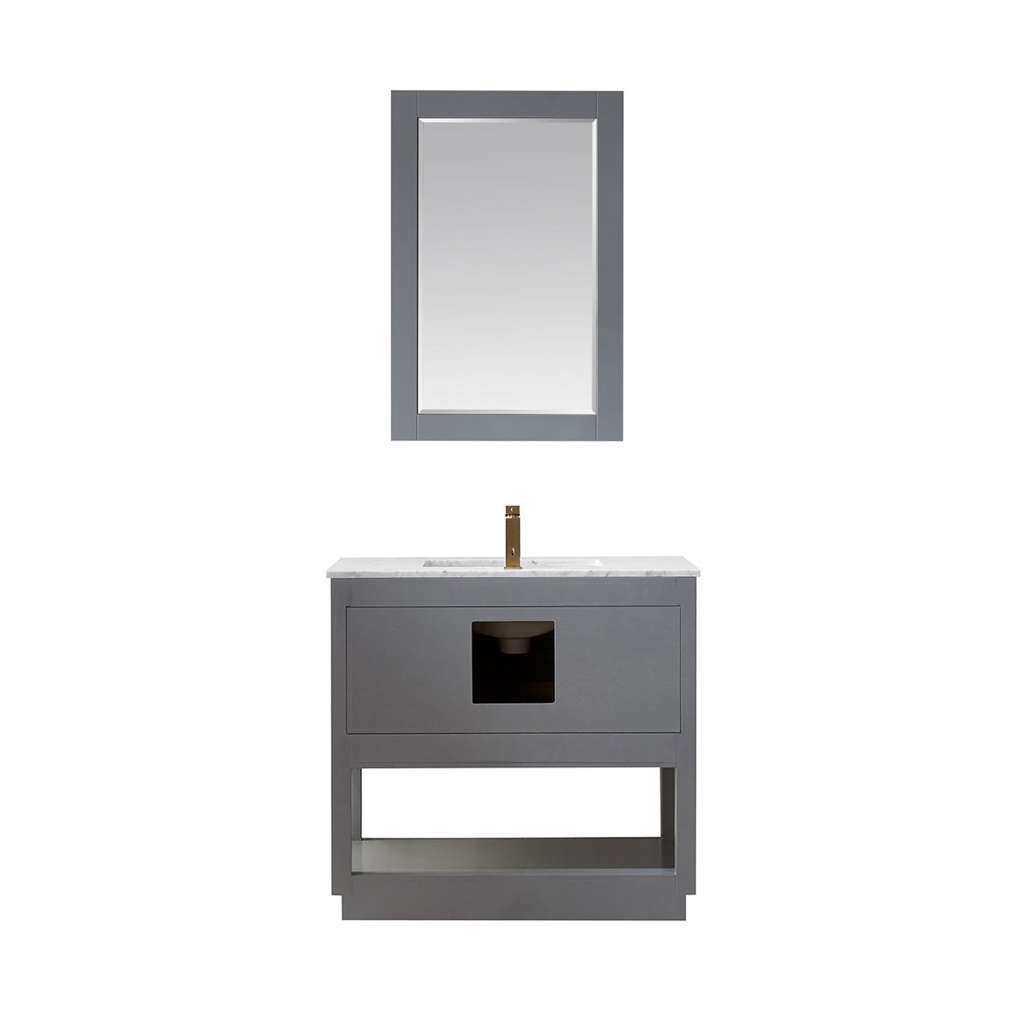 Remi 36" Single Bathroom Vanity Set in Marble Countertop