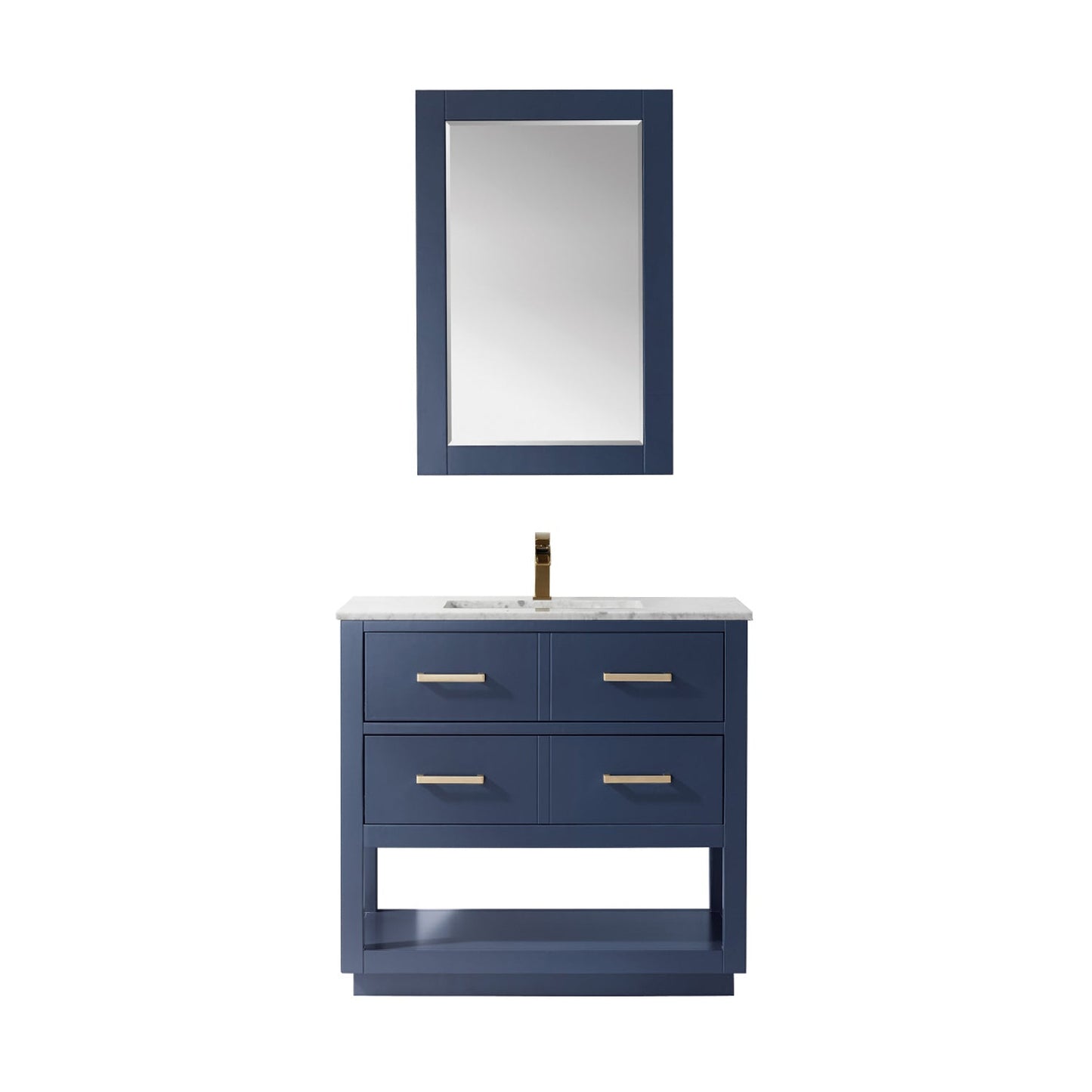 Remi 36" Single Bathroom Vanity Set in Marble Countertop