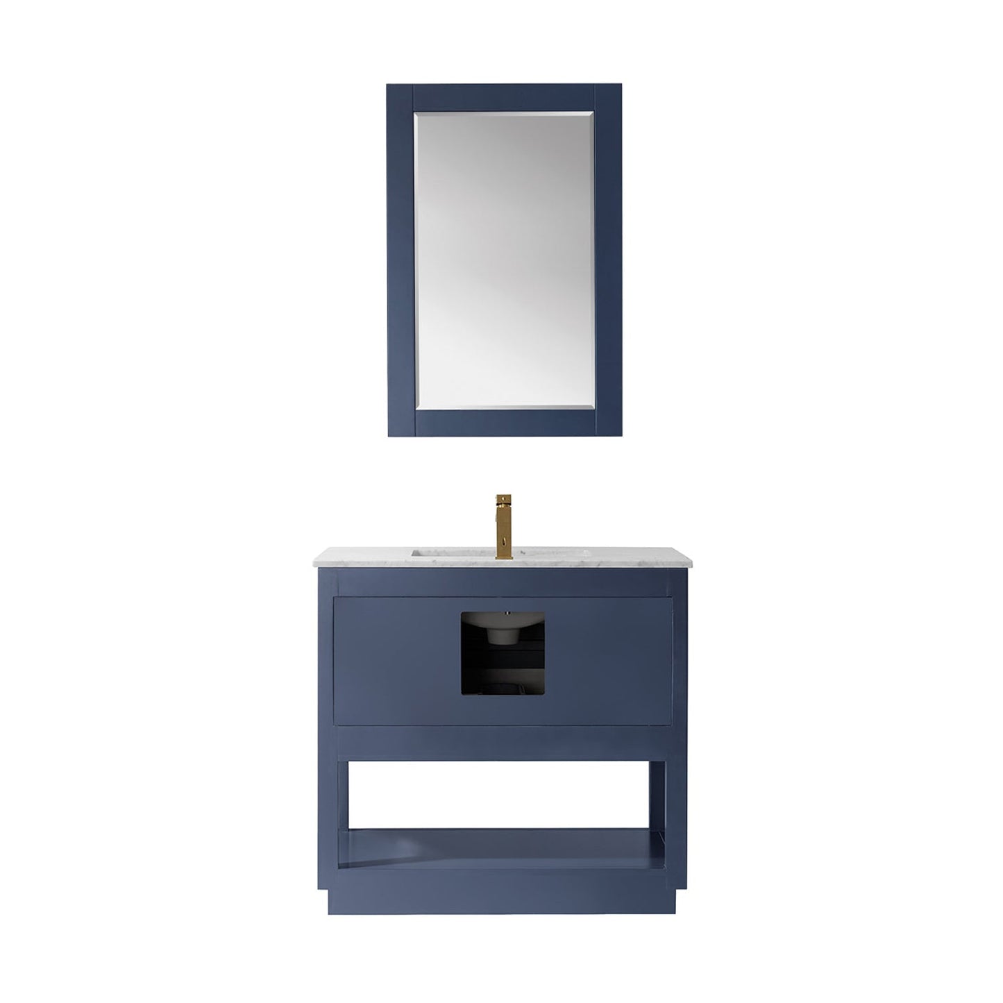 Remi 36" Single Bathroom Vanity Set in Marble Countertop