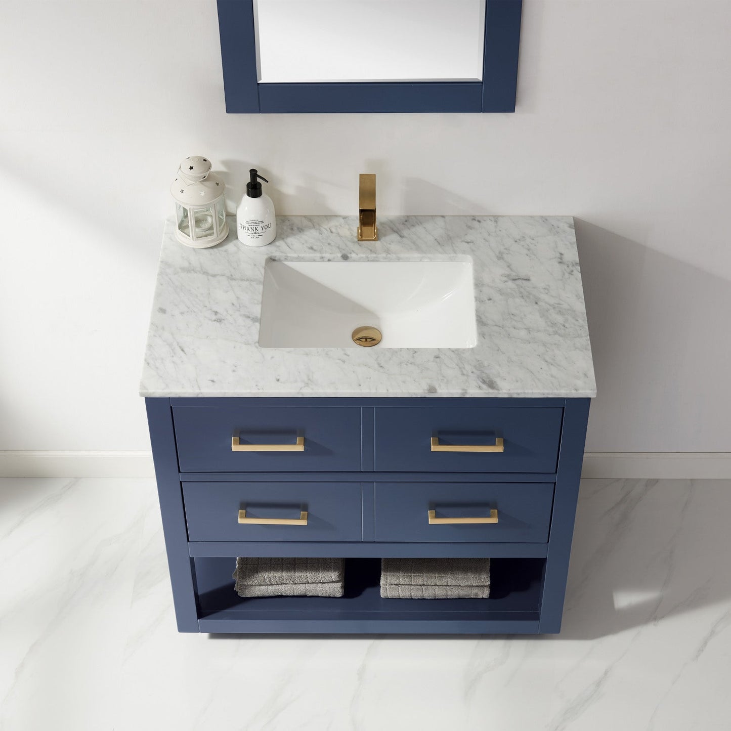 Remi 36" Single Bathroom Vanity Set in Marble Countertop