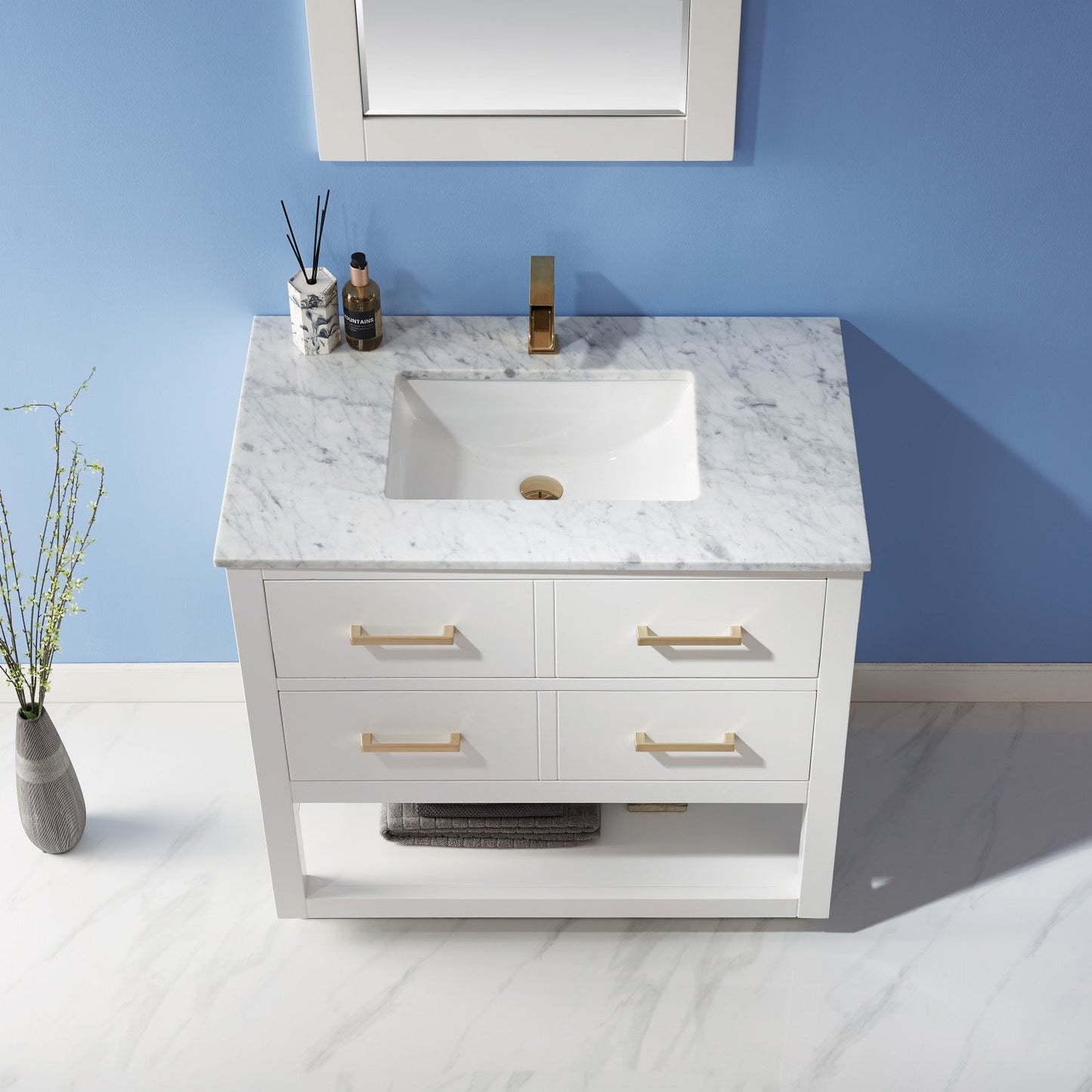 Remi 36" Single Bathroom Vanity Set in Marble Countertop