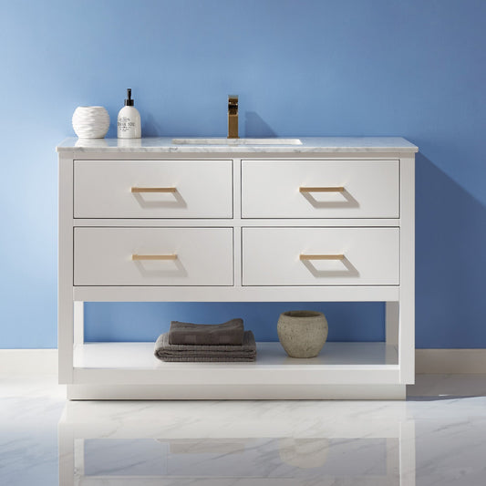 Remi 48" Single Bathroom Vanity Set with Marble Countertop