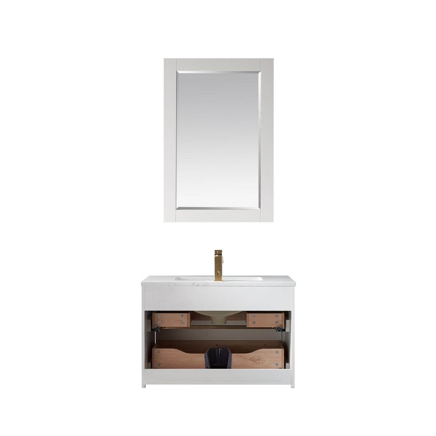Morgan 30" Single Bathroom Vanity Set in White and Composite Aosta White Stone Countertop