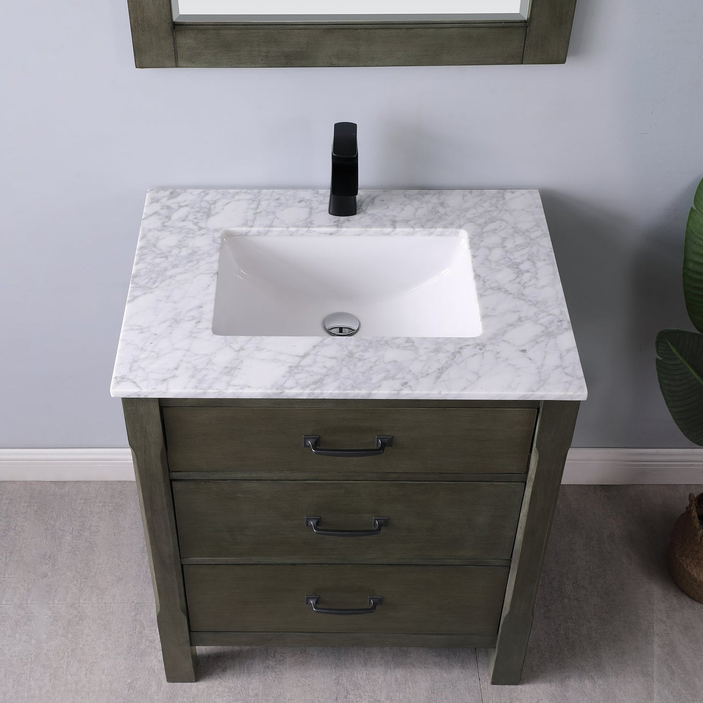 Maribella 30" Single Bathroom Vanity Set with Carrara White Marble Countertop