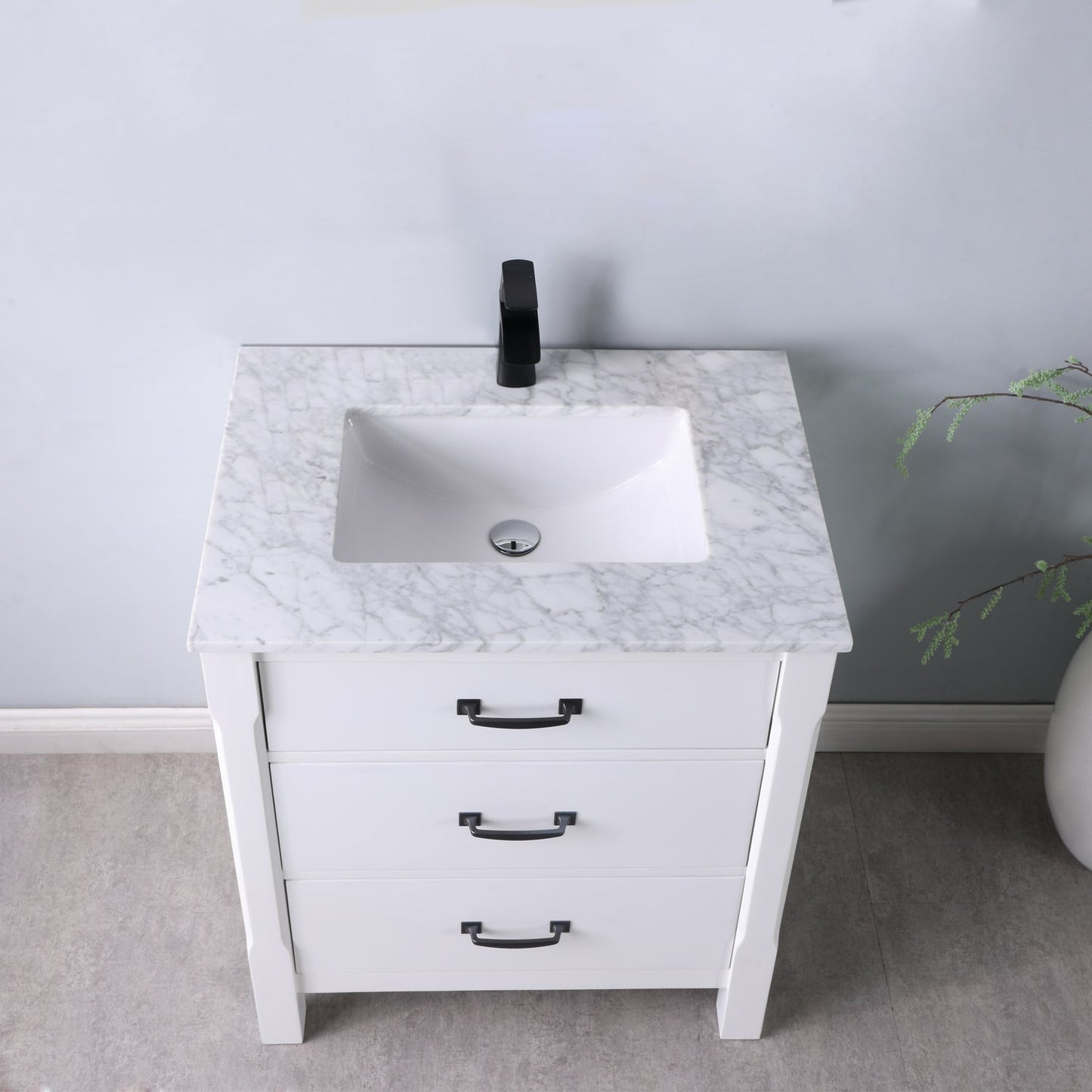 Maribella 30" Single Bathroom Vanity Set with Carrara White Marble Countertop