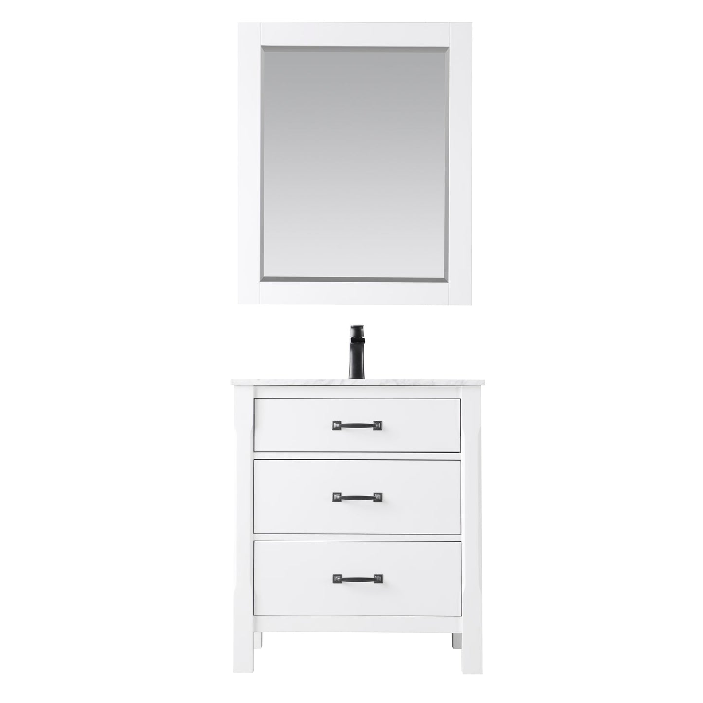 Maribella 30" Single Bathroom Vanity Set with Carrara White Marble Countertop