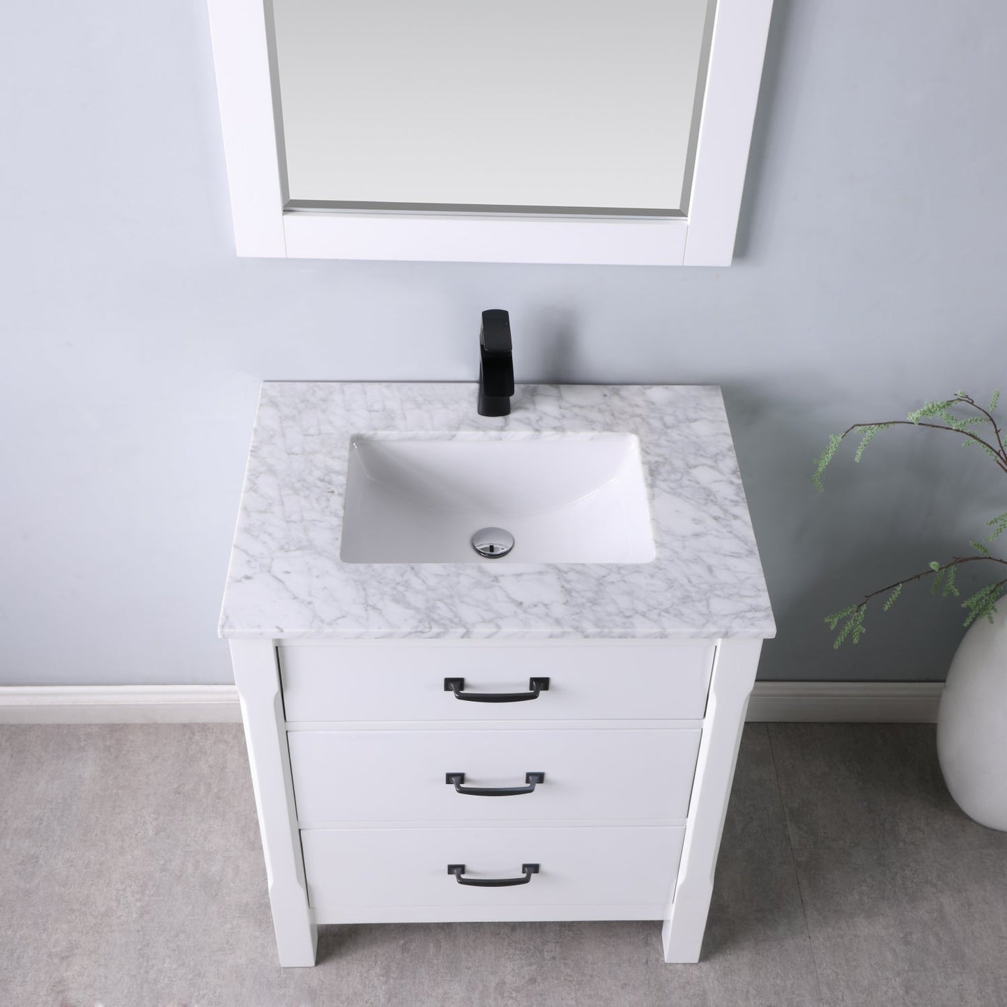 Maribella 30" Single Bathroom Vanity Set with Carrara White Marble Countertop