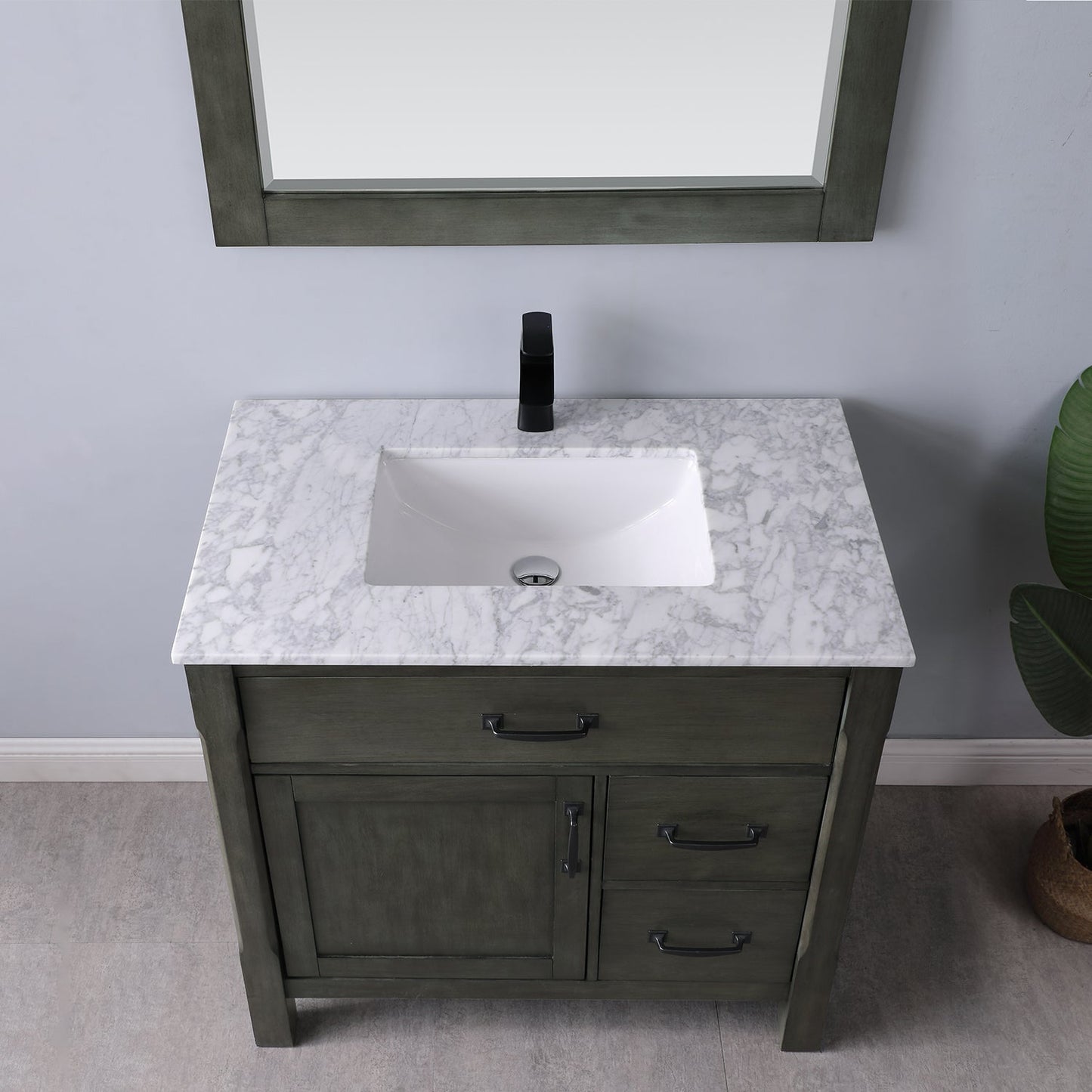 Maribella 36" Single Bathroom Vanity Set with Carrara White Marble Countertop