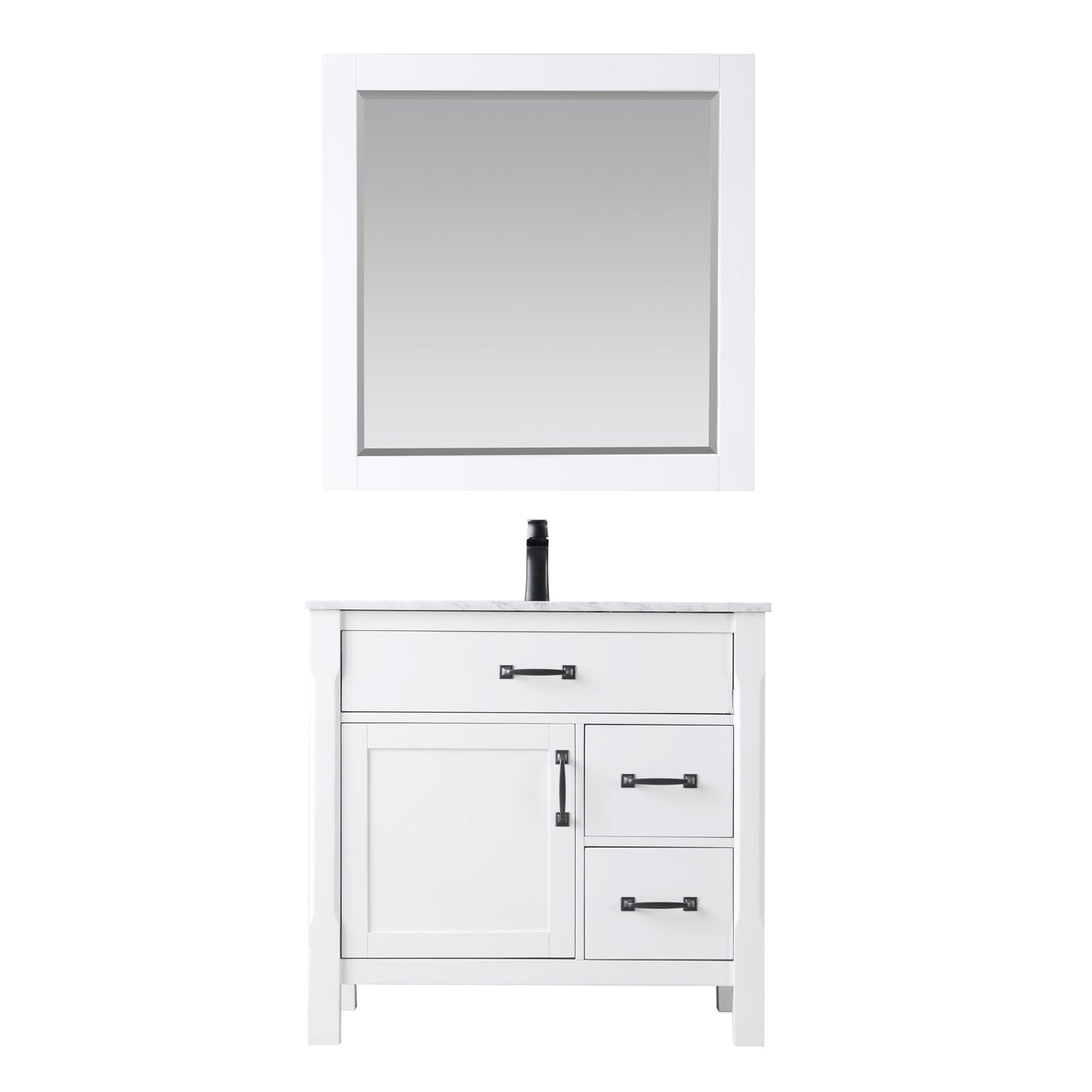Maribella 36" Single Bathroom Vanity Set with Carrara White Marble Countertop