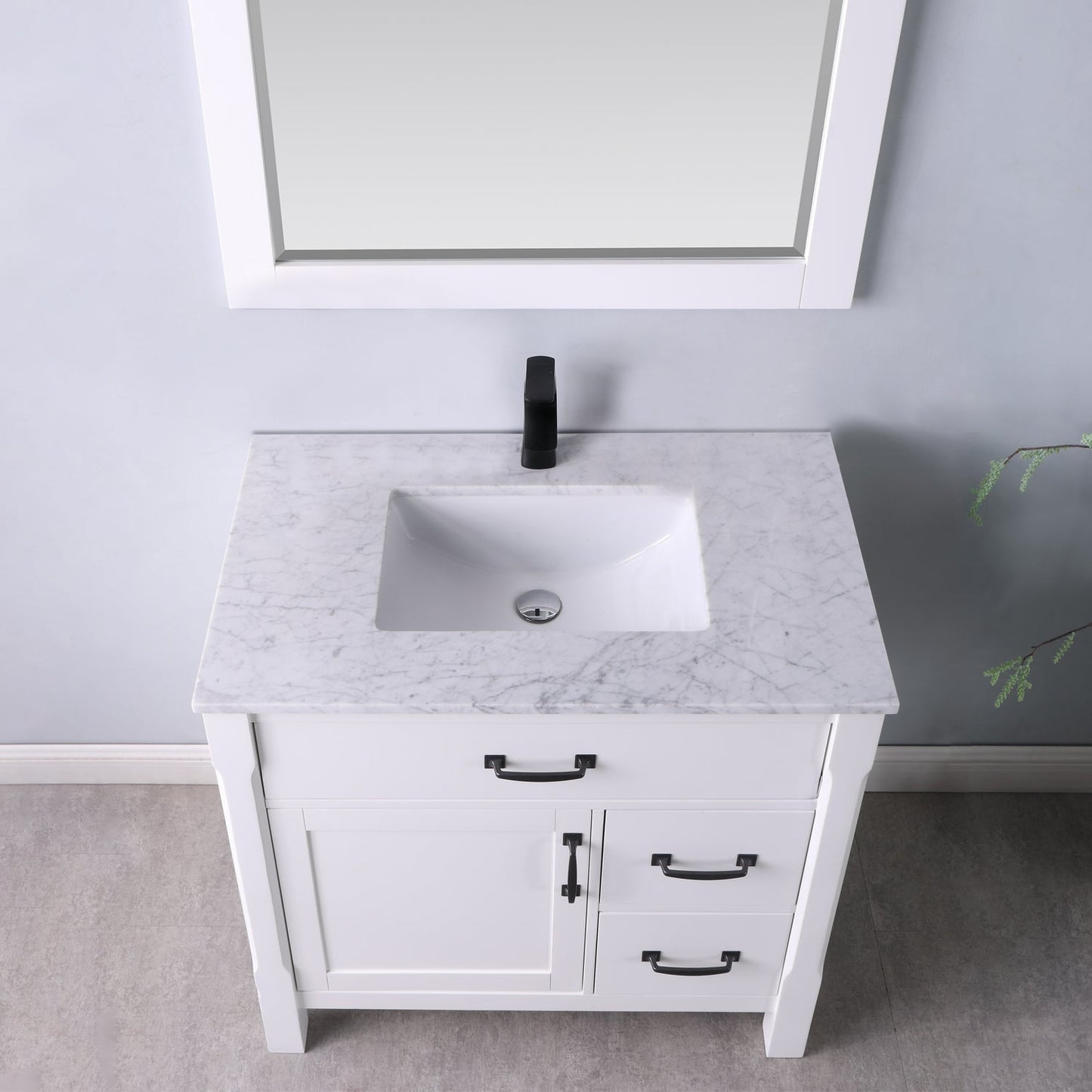 Maribella 36" Single Bathroom Vanity Set with Carrara White Marble Countertop