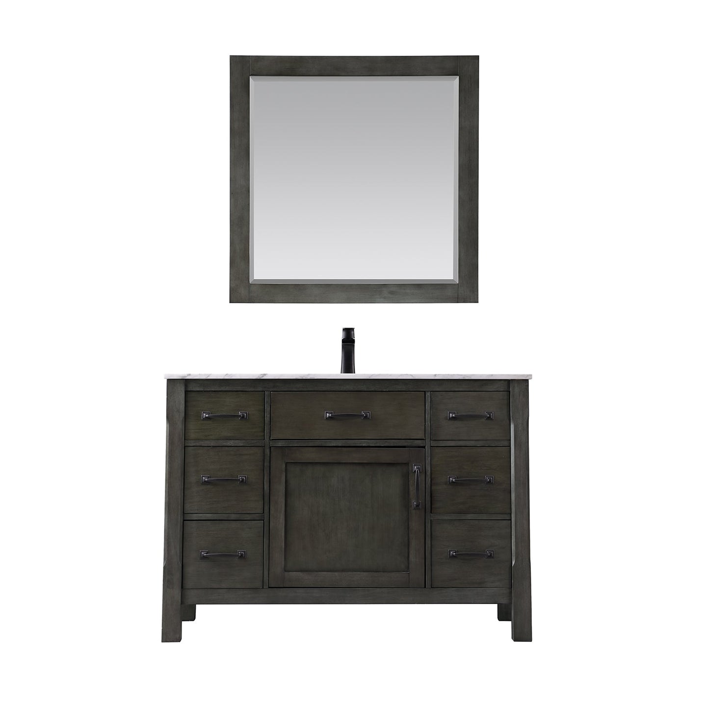 Maribella 48" Single Bathroom Vanity Set in Carrara White Marble Countertop with Mirror