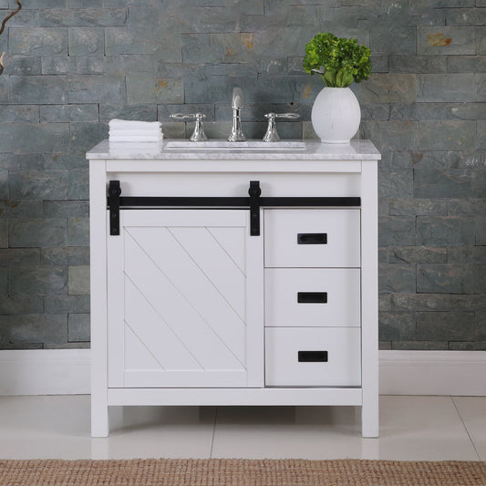 Kinsley 36" Single Bathroom Vanity Set with Carrara White Marble Countertop