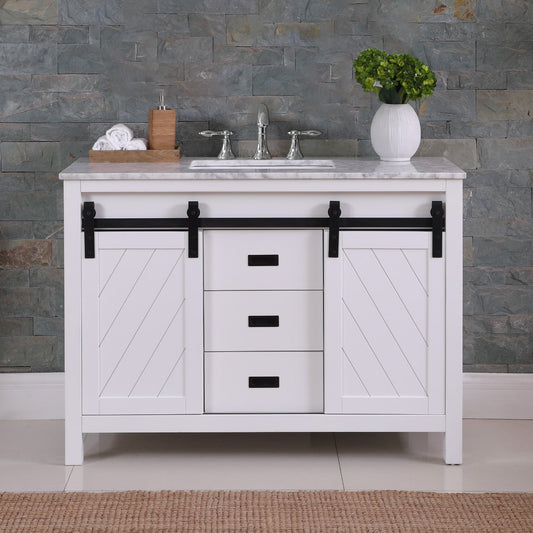 Kinsley 48" Single Bathroom Vanity Set with Carrara White Marble Countertop
