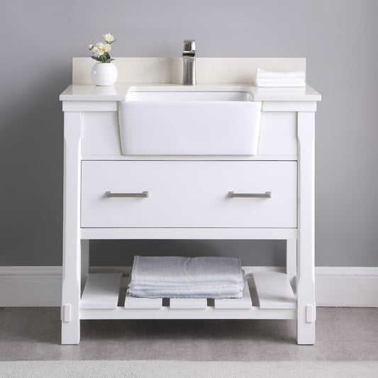 Georgia 36" Single Bathroom Vanity with White Farmhouse Basin