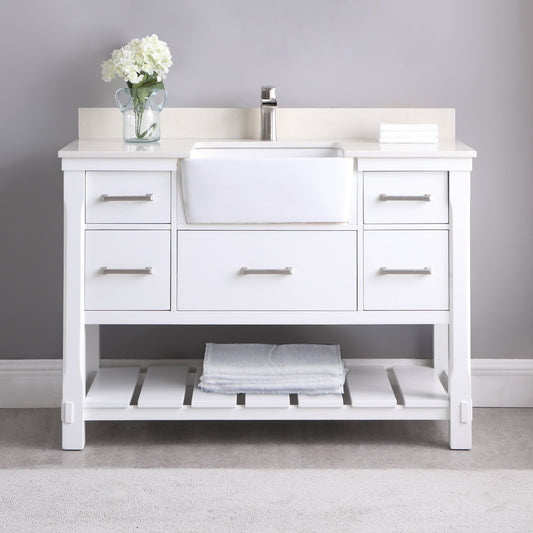 Georgia 48" Single Bathroom Vanity with White Farmhouse Basin