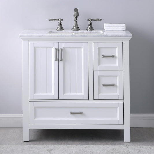 Isla 36" Single Bathroom Vanity Set with Aosta White Engineered Stone Countertop
