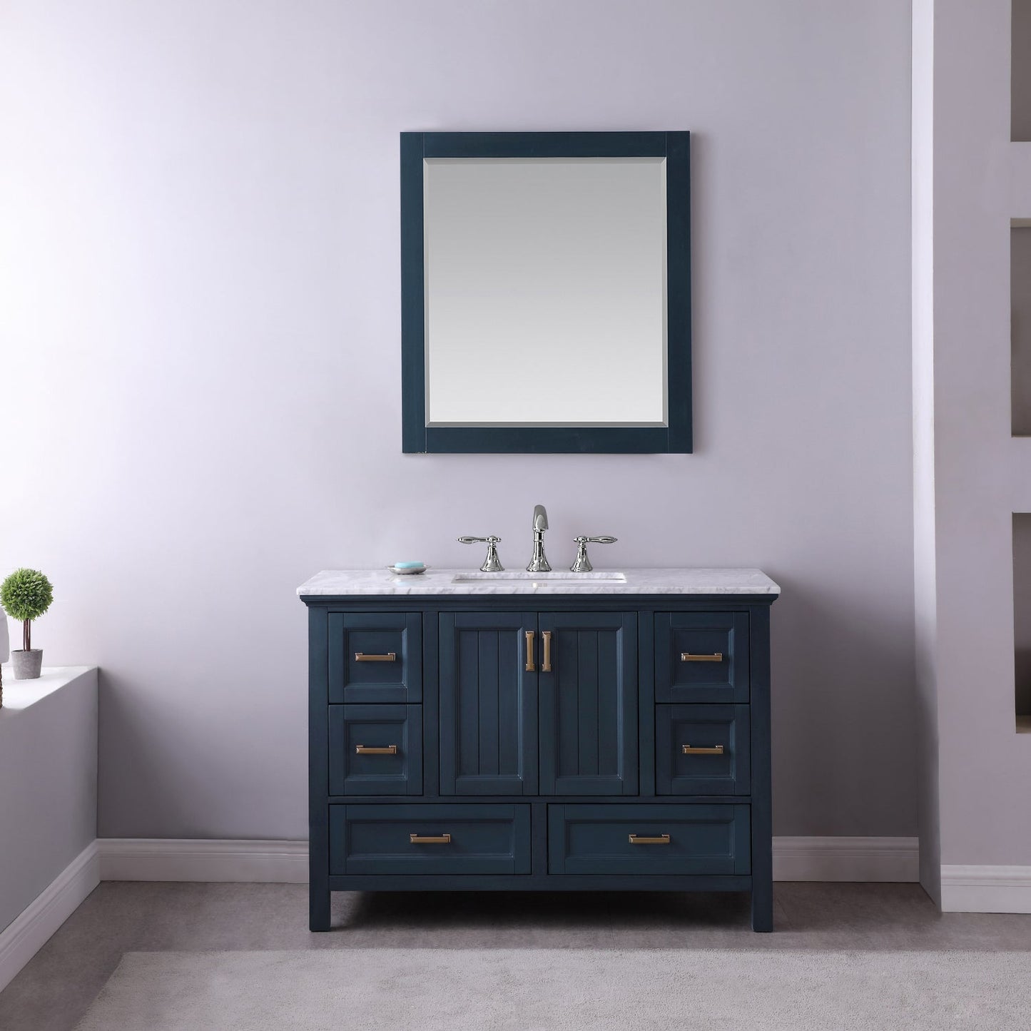 Isla 48" Single Bathroom Vanity Set with Carrara White Marble Countertop