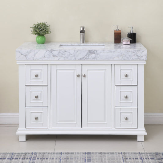 Jardin 48" Single Bathroom Vanity Set with Carrara White Marble Countertop
