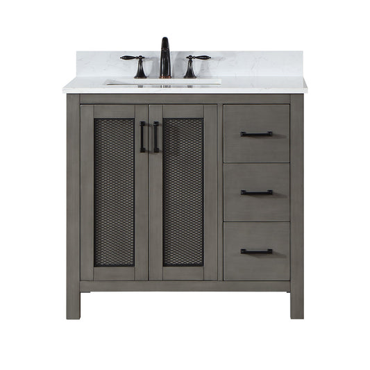 Hadiya 36" Single Bathroom Vanity Set with Aosta White Composite Stone Countertop