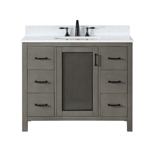 Hadiya 42" Single Bathroom Vanity Set with Aosta White Composite Stone Countertop
