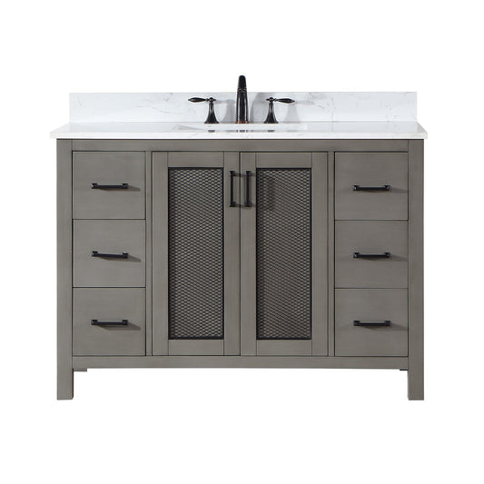 Hadiya 48" Single Bathroom Vanity Set with Aosta White Composite Stone Countertop